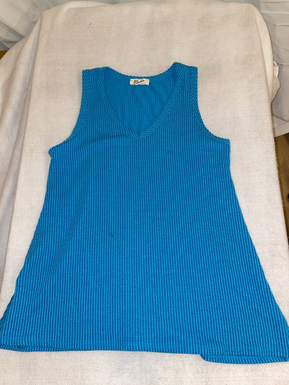 Blue Ribbed V-Neck Tank Top by J. Crew